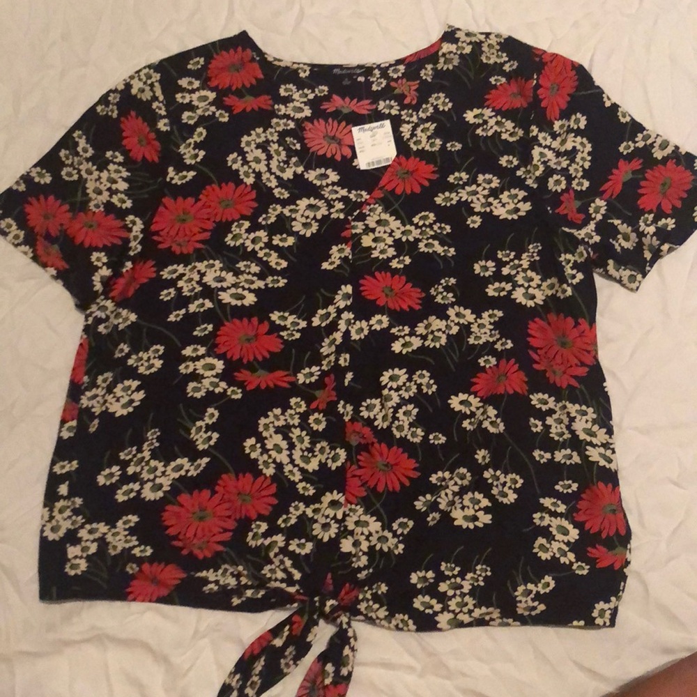Madewell novel tie front top